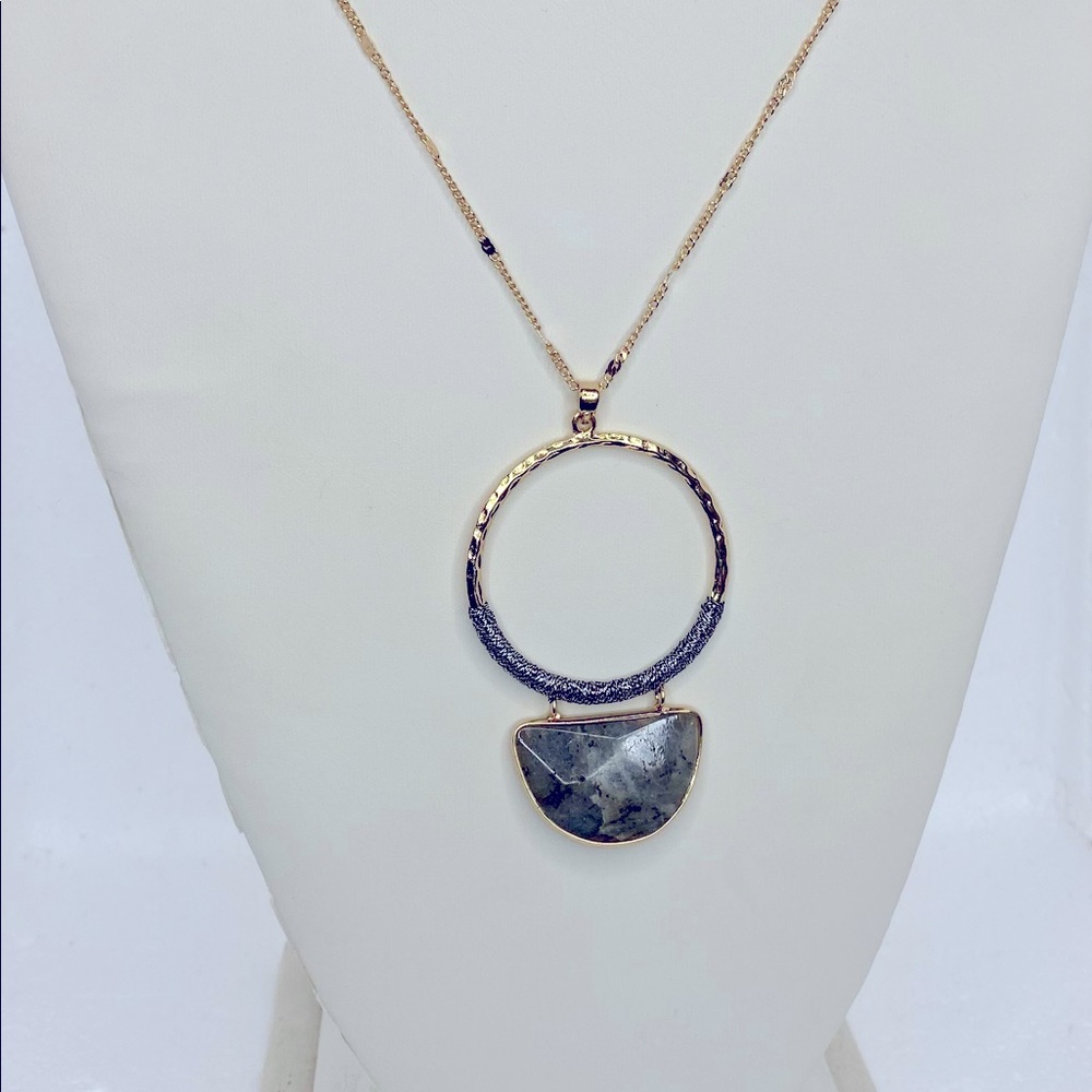 24 inch gold, silver and Stone necklace!